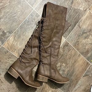 Cute over the knee riding lace up boots
